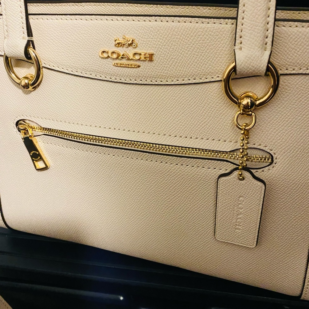 New Coach Gold and chalk satchel